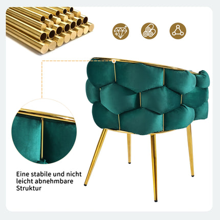 1 stuks Luxe Fluwelen Eetkamerstoelen met Vergulde IJzeren Poten, Moderne Make-up Stoelen voor Eetkamer, Woonkamer of Slaapkamer | Luxe Fluwelen Eetkamerstoel Goudkleurige Poten | Moderne Designstoel | Elegante Woonkamerstoel
