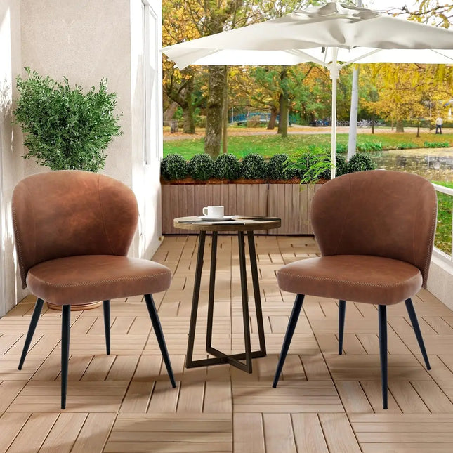 2 Stuks PU Leren Eetkamerstoelen, Moderne Eetkamer en Keukenstoelen, 265lbs Beklede Stoelen met Stalen Poten | Set van 2 Eetstoelen PU Leer | Modern Design | Ergonomisch | Geschikt voor Keuken en Eetkamer