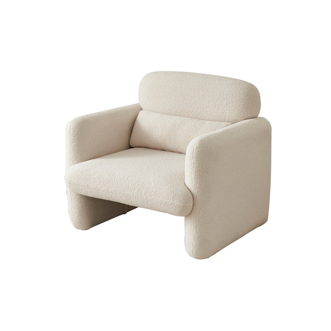 Comanlai Moderne Armstoel, Comfortabele Eenzitter Sofa, Lounge Fauteuil voor Woonkamer, Zachte Schaapstof | Comanlai Armstoel Woonkamer | Lambskin Stof | Modern Design | Comfortabel | Houten Structuur
