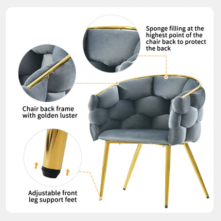 1 stuks Luxe Fluwelen Eetkamerstoelen met Vergulde IJzeren Poten, Moderne Make-up Stoelen voor Eetkamer, Woonkamer of Slaapkamer | Luxe Fluwelen Eetkamerstoel Goudkleurige Poten | Moderne Designstoel | Elegante Woonkamerstoel