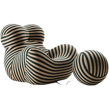 Bauhaus Ontwerpstijlen,Mom's Embrace Sofa, Moderne Gestreepte Bean - Bag Sofa met Ottoman, Gezellig & Stijlvol Woonkamer Meubilair | TINGFANG Velvet L-vormige Sofa| Moderne Scandinavische Stijl| Ottoman| Gezellig Woonkamerset