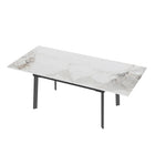 Uitschuifbare Eettafel Marmeren Blad en Metalen Frame Rechthoekige Moderne Meubels Geen Stoelen | Uitschuifbare Eettafel Marmerlook Landelijke Tafel Blad 180x85x79cm Moderne Stijl Zonder Stoelen