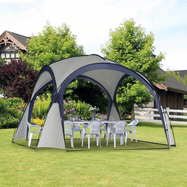 3,5 x 3,5 x 2,3 meter tuin kampeertent, blauw feesttent, zon en weerbestendig, glasvezel, melkachtig witte polyestervezel | Blauw Polyester Partytent 3,5m Weerbestendig Glasvezel Kader 4-persoons Kapel