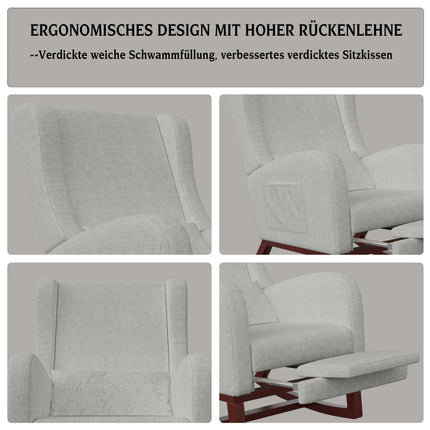 Creahappy Schommelstoel - Woonkamer Schommelstoel met Kussen - Ligstoel met Uitschuifbare Voetensteun - TV Fauteuil met Zak | Creahappy Woonkamer Stoel | Comfortabele Schommelstoel met Voetensteun | Stijlvol Relaxfauteuil