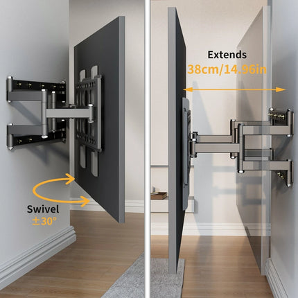 Volledig Beweegbare Articulerende TV Beugel  Wandhouder voor 40-85 Inch Draaibaar Links en Rechts | TV Beugel Muurbevestiging Volledig Beweegbaar 40-85 Inch | Met Draaifunctie | Geschikt voor Flatscreen | Zware Staalconstructie