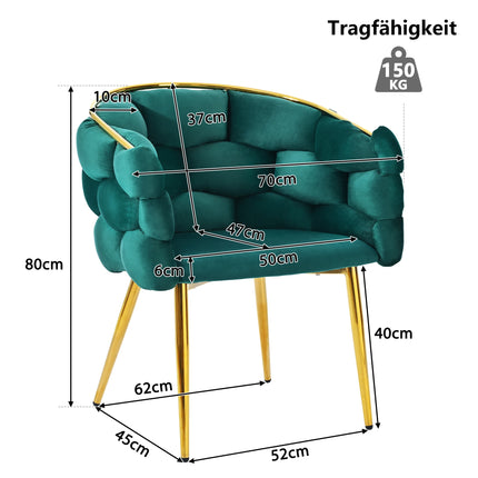 1 stuks Luxe Fluwelen Eetkamerstoelen met Vergulde IJzeren Poten, Moderne Make-up Stoelen voor Eetkamer, Woonkamer of Slaapkamer | Luxe Fluwelen Eetkamerstoel Goudkleurige Poten | Moderne Designstoel | Elegante Woonkamerstoel