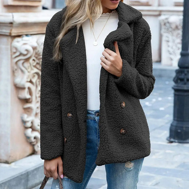 Theresa Mode Teddyjack Dames | Kort Fluffy Jas Katoen | Bruin, Zwart, Blauw, Olijfgroen | Knus Warm Trendy Design | Herfst/Winterjas | Ideaal Voor Casual Jeans & Jurken | Comfortabele Pasvorm | Berkenbosch