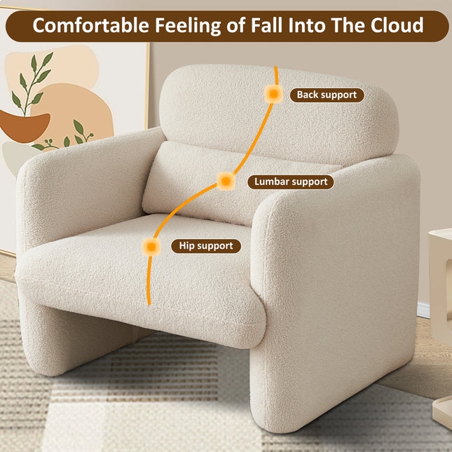 Comanlai Moderne Armstoel, Comfortabele Eenzitter Sofa, Lounge Fauteuil voor Woonkamer, Zachte Schaapstof | Comanlai Armstoel Woonkamer | Lambskin Stof | Modern Design | Comfortabel | Houten Structuur