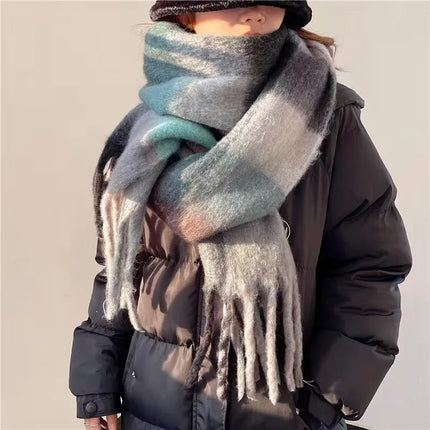 Scarvello | Regenboog Cashmere Dames Sjaal | Warme Zachte Dikke Winteraccessoire | Modieuze Grote Kleurrijke Wollen Sjaal | 38x230cm