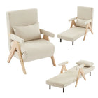 3-in-1 converteerbare fauteuil met slaapfunctie | Verstelbare Fauteuil Bed incl. Kussen | Comfortabel & Ademend Linnen | 6 Standen Rugleuning | Inclusief Verwijderbare Armleuning Hoes | Enkelvoudige Zitbank