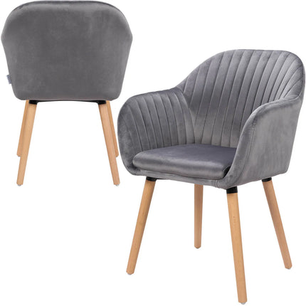 WOLTU 2 stuks/set Eetkamerstoel met Armleuningen Rugleuning Gestoffeerd Hoekstoel | Moderne Eetkamerstoel Donkergrijs Fluweel Ergonomisch Stabiel Belastbaarheid 120kg Set van 2 |