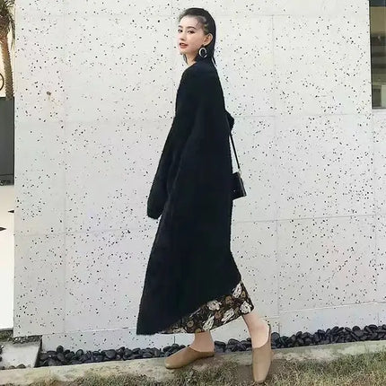 Wit Kasjmier Lang Vest Dames | Luxe Gebreide Pluizige Jasje | Stijlvolle Lange Mouwen | Comfortabel Cosy Herfst Winter | Effen Wit
