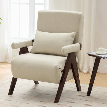 3-in-1 converteerbare fauteuil met slaapfunctie | Verstelbare Fauteuil Bed incl. Kussen | Comfortabel & Ademend Linnen | 6 Standen Rugleuning | Inclusief Verwijderbare Armleuning Hoes | Enkelvoudige Zitbank