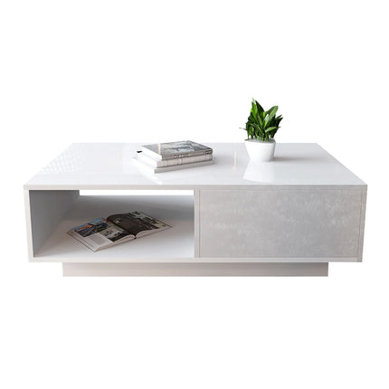 Rechthoekige Salontafel Hoge Glans Moderne Woonkamer Tafel | Moderne Salontafel Rechthoek Hoogglans Opslagruimte Zwart/Wit Huiskamer Stijlvol Design Gemakkelijk Te Monteren Hippe Woondecoratie