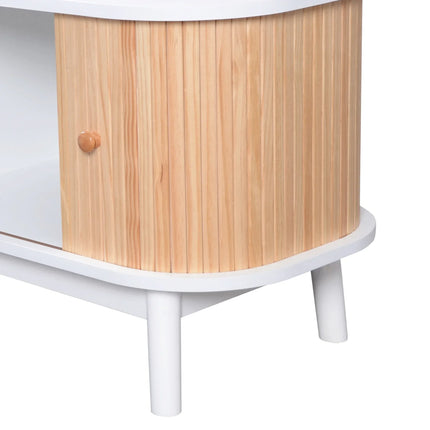 VSOGA TV Stand - Natuurlijke Hout Mix TV Stand Met Deuren En Laden | Rattan TV Kast Modern Design | TV Meubel Van Rattan En Massief Hout 170x46x39.5 cm | Metopbergruimte Voor Woonkamer | Elegant Woonkamervoor Meubel