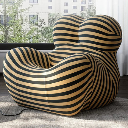 Bauhaus Ontwerpstijlen,Mom's Embrace Sofa, Moderne Gestreepte Bean - Bag Sofa met Ottoman, Gezellig & Stijlvol Woonkamer Meubilair | TINGFANG Velvet L-vormige Sofa| Moderne Scandinavische Stijl| Ottoman| Gezellig Woonkamerset