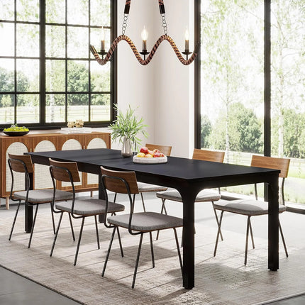 78,7 Inch Lange Eettafel voor 6-8 Personen, Grote Rechthoekige Houten Eettafel, Eettafel (Alleen Tafel) (Zwart) | Moderne Eettafel Zwart 200cm | Grote Houten Tafel voor 6-8 Personen | Assembleerbare Rechthoekige Eettafel