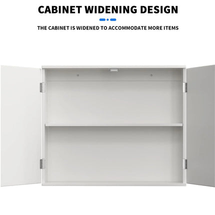 Wit badkamerkastje badkamer wandkast keuken opbergkast met dubbele deuren en verstelbare planken wit | Moderne witte badkamerkast wandmontage vloermontage verstelbare planken MDF gemakkelijk te monteren