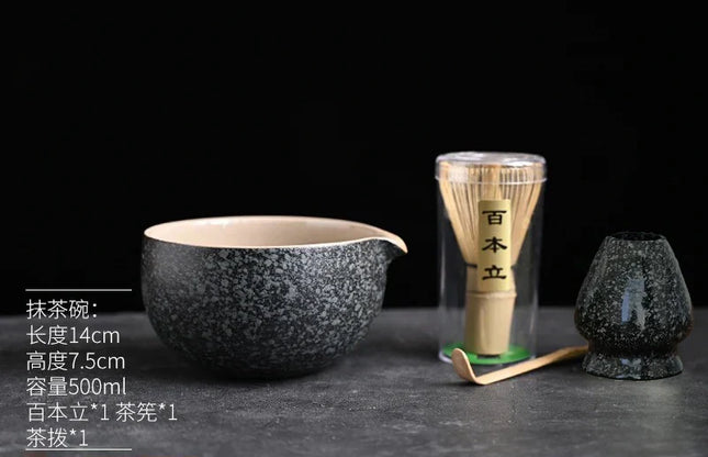 Japanse Theeceremonie Set | Matcha Bereiden | Bamboe Klopper Chasen | Keramische Kom Chawan | Houten Schep Chashaku | Ideaal Cadeau