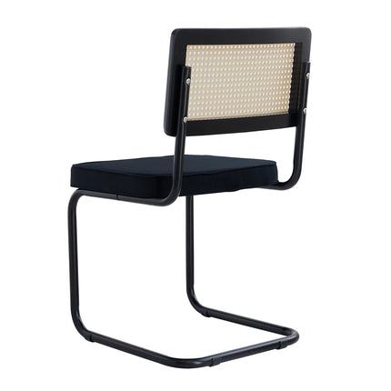 EGOONM Set van 2 Retro Eetkamerstoelen Plastic Rotan Stoelen Huis Slaapkamer Bureau Rugleuning Kruk Boog Computer Kantoor Beklede Zitting | EGOONM 2 Stoelen Set Velvet Zitting Rotan Rugleuning Metaal Frame 150kg