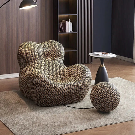 Bauhaus Ontwerpstijlen,Mom's Embrace Sofa, Moderne Gestreepte Bean - Bag Sofa met Ottoman, Gezellig & Stijlvol Woonkamer Meubilair | TINGFANG Velvet L-vormige Sofa| Moderne Scandinavische Stijl| Ottoman| Gezellig Woonkamerset