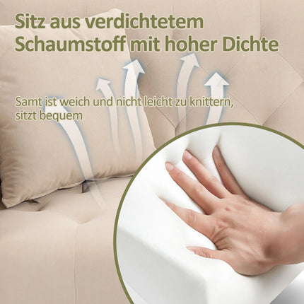 3-zitsbank van zacht fluweel, om te bouwen tot 3-standen slaapbank | Moderne Fluwelen Slaapbank 3-zitsverstelbaar met Gouden Metalen Poten | Ideaal voor Woon- en Slaapkamers | Compact en Ruimtebesparend Design