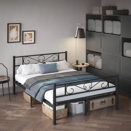 VASAGLE bed 140x200 cm, logeerbed, metalen tweepersoonsbed, bedframe, bedframe | VASAGLE Bedframe 140x200cm Metalen Tweepersoonsbed | Logeerbed met Opslag | Stabiel & Stijlvol | Eenvoudige Montage