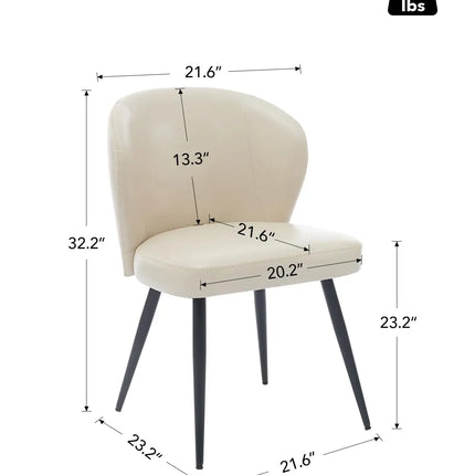 2 Stuks PU Leren Eetkamerstoelen, Moderne Eetkamer en Keukenstoelen, 265lbs Beklede Stoelen met Stalen Poten | Set van 2 Eetstoelen PU Leer | Modern Design | Ergonomisch | Geschikt voor Keuken en Eetkamer