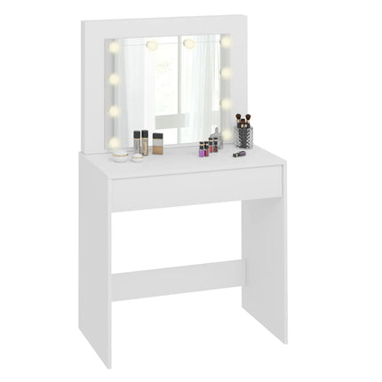 WOLTU Kaptafel Verlichting Verstelbare LED Spiegel Licht Cosmetische Tafel Met Lade | WOLTU Kaptafel Met Spiegel En 12 LED-Verlichting | Moderne Houten Tafel Met Lade | Wit Makeup Tafeltje | Past In Slaapkamer