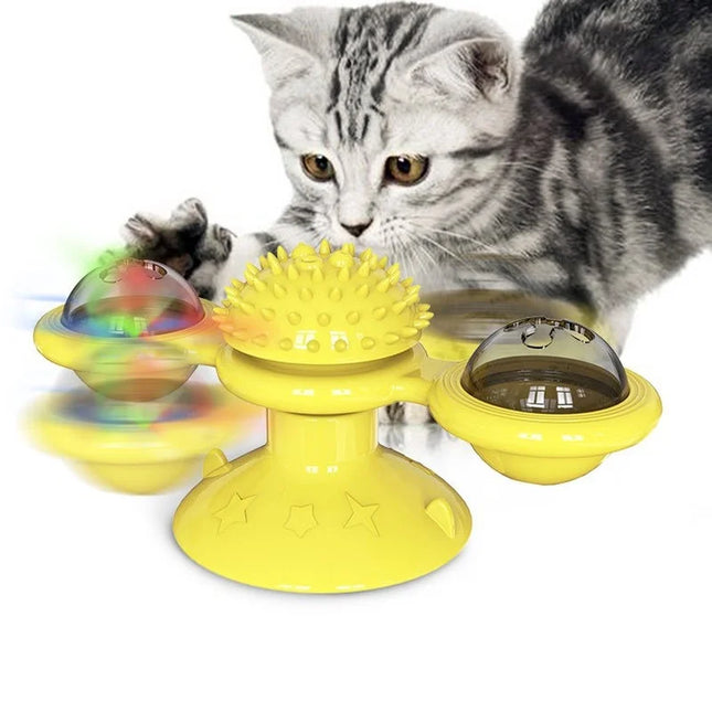 Windmolen Kat Speelgoed Interactieve Dieren Speeltjes Voor Katten Puzzel Kat Spel Speelgoed Met Draaitafel Voor Kittens Borstel Tanden Huisdier Benodigdheden | Interactieve Katten Speelgoed Windmolen Draaispeelgoed | Puzzel Speelgoed Voor Katten