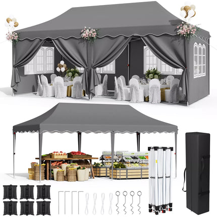 Heavy Duty Opvouwbare Paviljoen 3x6m Tuintent Pop-up Waterdicht Tuinfeest Tenten | Waterdichte Opvouwbare Paviljoen 3x6m UV50+ | Met Zijwanden | Stabiel Frame | 420D Oxford Stof | Geschikt Voor Tuinactiviteiten