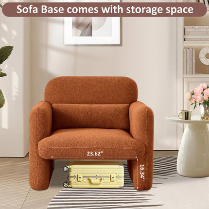 Comanlai Moderne Armstoel, Comfortabele Eenzitter Sofa, Lounge Fauteuil voor Woonkamer, Zachte Schaapstof | Comanlai Armstoel Woonkamer | Lambskin Stof | Modern Design | Comfortabel | Houten Structuur