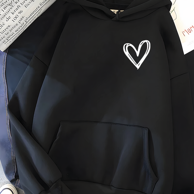 SAYLOR Hoodie Dames | Hartjesprint | Imitatiebont Voering | Losse Pasvorm | Comfortabele Zachte Stof | Casual & Modieus | Perfect voor Dagelijks Gebruik | Warm & Stijlvol | Hoge Kwaliteit | Ideaal voor Koudere Maanden