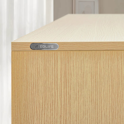 REDLIFE 47.24" Rattan Dresser met 6 Lades, Moderne Houten Kast met Gouden Handgrepen voor Slaapkamer Woonkamer Hal | REDLIFE Rotan Dressoir 120cm Breedte | Slaapkamer Woonkamer Opslag | Moderne Stijl MDF | 6 Lades Gouden Knoppen