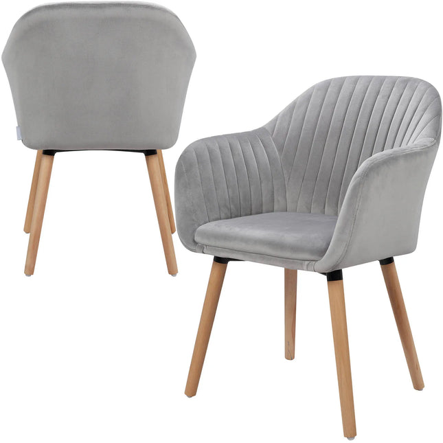 WOLTU 2 stuks/set Eetkamerstoel met Armleuningen Rugleuning Gestoffeerd Hoekstoel | Moderne Eetkamerstoel Donkergrijs Fluweel Ergonomisch Stabiel Belastbaarheid 120kg Set van 2 |