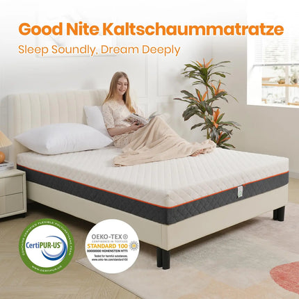 Good Nite Orthopedisch Koudschuim 5-Zone Matras [18cm] Ademend Eco-Tex Gecertificeerd H2/H3 | Matras 90x200/120x200/140x200/160x200 | Ergonomisch | Stevig & Comfortabel Slaapcomfort | Guangdong China