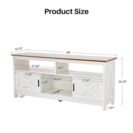 REDLIFE TV Stand voor TV's tot 65 inch Entertainment Center met Stopcontact Opslagkast Drie Open Schappen voor Woonkamer | Tv-meubel 65 inch modern ontwerp met opbergvakken hout stopcontact barndeur design