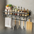 Zwart Aluminium Kruidenrek Muurmontage | Ruimtebesparend Opbergrek Keukengerei | Moderne Stevige Constructie | 30/40/50cm