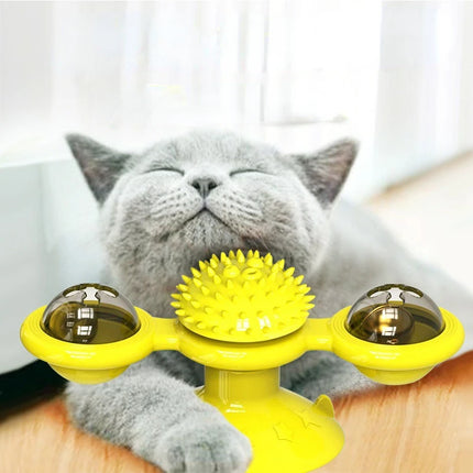 Windmolen Kat Speelgoed Interactieve Dieren Speeltjes Voor Katten Puzzel Kat Spel Speelgoed Met Draaitafel Voor Kittens Borstel Tanden Huisdier Benodigdheden | Interactieve Katten Speelgoed Windmolen Draaispeelgoed | Puzzel Speelgoed Voor Katten