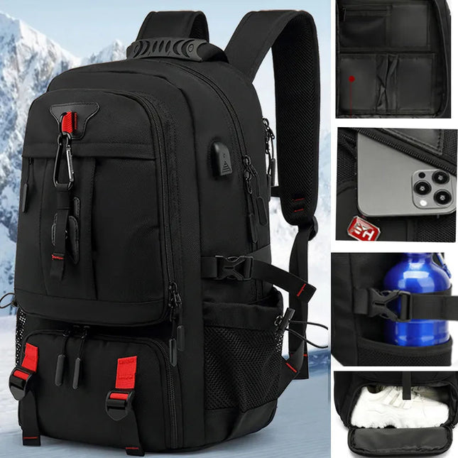 TechTrek Pro Avontuurlijke Rugzak 50-80L | Ingebouwde USB-oplaadpoort | Ruime en Georganiseerde Indeling | Duurzaam en Waterafstotend | Comfortabele Gevoerde Riemen | Voor Digitale Nomaden en Moderne Avonturiers