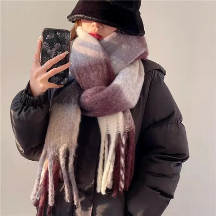 Scarvello | Regenboog Cashmere Dames Sjaal | Warme Zachte Dikke Winteraccessoire | Modieuze Grote Kleurrijke Wollen Sjaal | 38x230cm