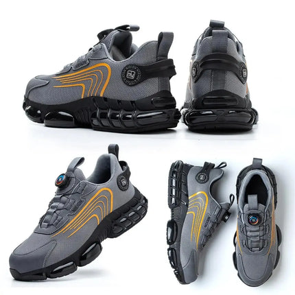 Ademende Velcro Veiligheidsschoenen Heren | Flexibel & Lichtgewicht | Aluminium Neus | Antislipzool | Comfortabel | Zwart/Grijs | Maat 39-46