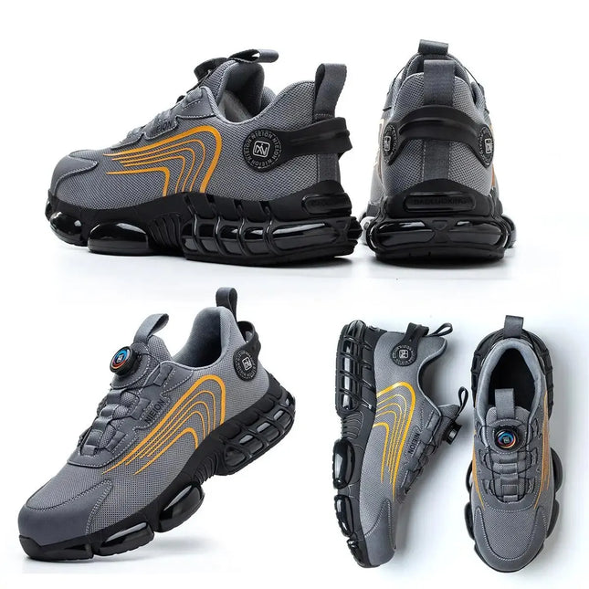Ademende Velcro Veiligheidsschoenen Heren | Flexibel & Lichtgewicht | Aluminium Neus | Antislipzool | Comfortabel | Zwart/Grijs | Maat 39-46