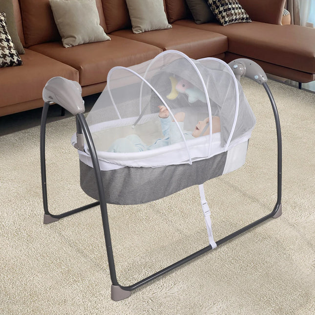 Elektrische Baby Schommel Bed Opvouwbaar Portable Wieg | Opvouwbare Elektrische Wieg Baby Schommel Met Muziek Drie-Zwenkhoeken Afstandsbediening 3 Snelheden| Veilig en Comfortabel