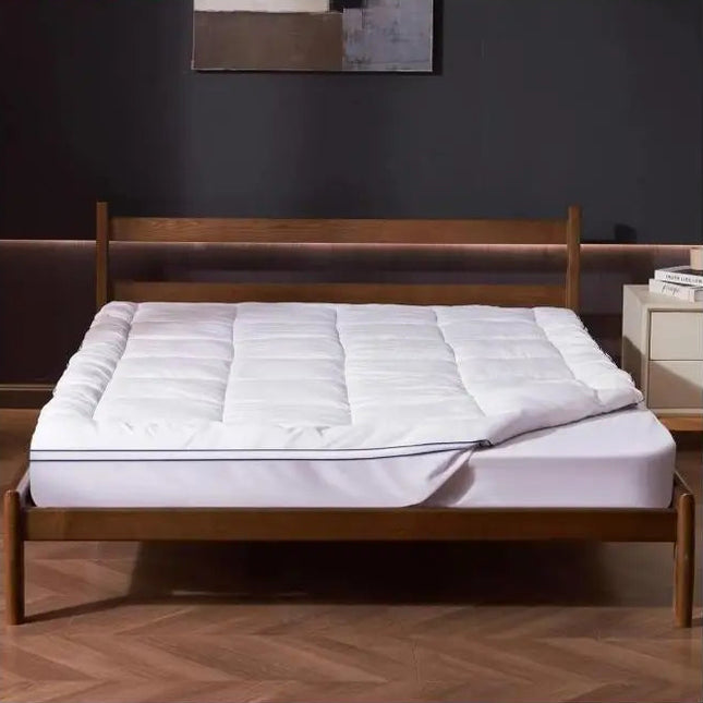 VEVOR Matrastopper 2,54cm Dikte Zonder & Wasbare Laag | Queen Matrastopper 152x203 cm | Polyester Katoen Fibervulling | Ademend & Zacht | Afneembare Zijvakken | Wasbaar & Elastische 360° Band