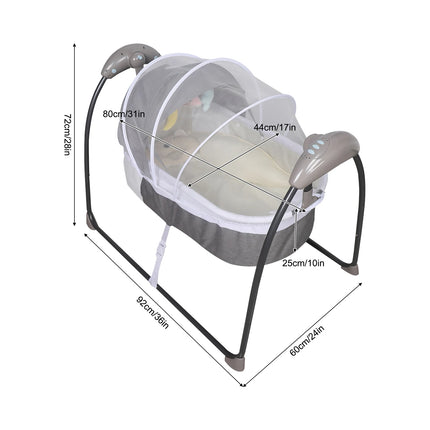 Elektrische Baby Schommel Bed Opvouwbaar Portable Wieg | Opvouwbare Elektrische Wieg Baby Schommel Met Muziek Drie-Zwenkhoeken Afstandsbediening 3 Snelheden| Veilig en Comfortabel