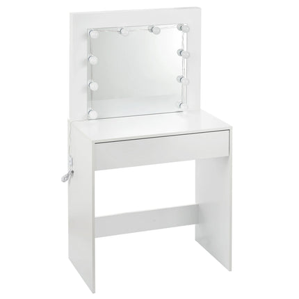 WOLTU Kaptafel Verlichting Verstelbare LED Spiegel Licht Cosmetische Tafel Met Lade | WOLTU Kaptafel Met Spiegel En 12 LED-Verlichting | Moderne Houten Tafel Met Lade | Wit Makeup Tafeltje | Past In Slaapkamer