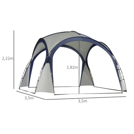 3,5 x 3,5 x 2,3 meter tuin kampeertent, blauw feesttent, zon en weerbestendig, glasvezel, melkachtig witte polyestervezel | Blauw Polyester Partytent 3,5m Weerbestendig Glasvezel Kader 4-persoons Kapel