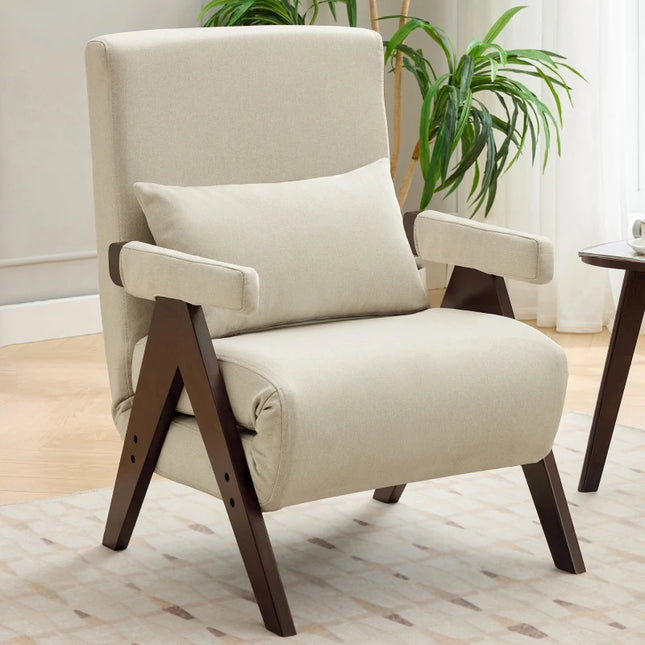 3-in-1 converteerbare fauteuil met slaapfunctie | Verstelbare Fauteuil Bed incl. Kussen | Comfortabel & Ademend Linnen | 6 Standen Rugleuning | Inclusief Verwijderbare Armleuning Hoes | Enkelvoudige Zitbank