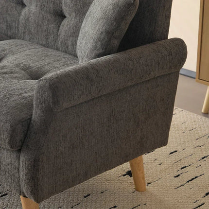 2-Zits Bank van Stof met Dikke Kussens, Modern Design | Chenille 2-Zitsbank | Comfortabel Kleinschalig Sofa | Ergonomisch Ontwerp | Massief Houten Poten | Ideaal voor Compacte Ruimtes